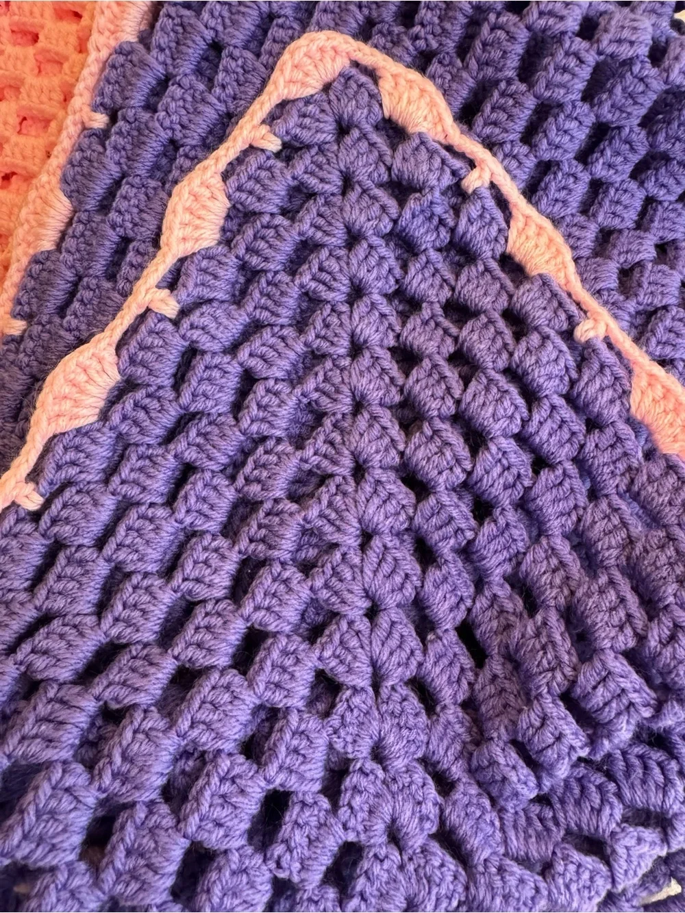 American Vintage Pink and Purple Knit Bed Throw